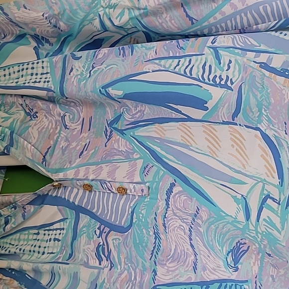 Lilly Pulitzer Elsa Silk Top in Light Lilac Verbena Aboat Time - Picture 4 of 10